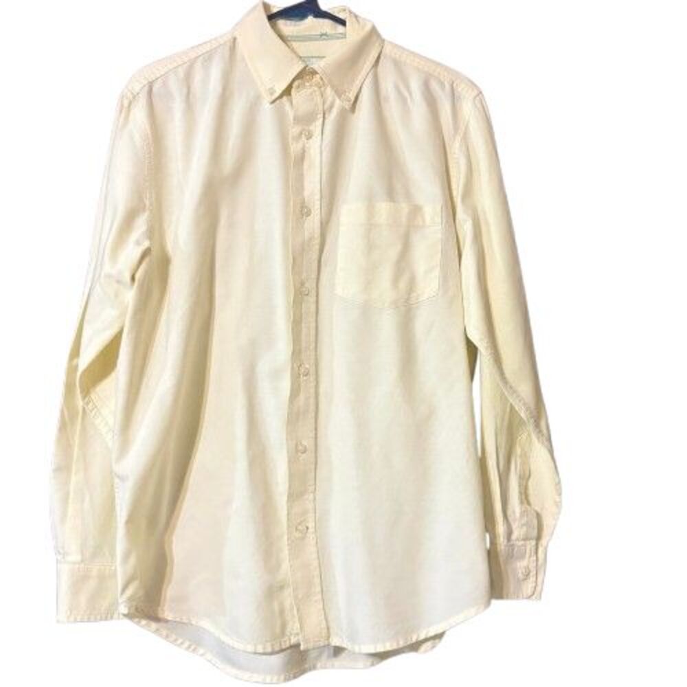 Old Navy Mens Button Up Size Small Long Sleeves Yellow 100% Cotton